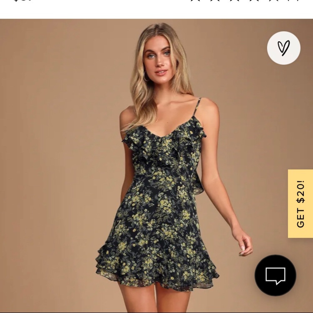 NWT Lulus black floral mini dress | S